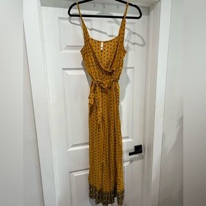Faux wrap spaghetti strap jumpsuit